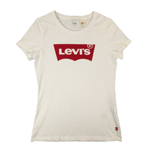 Levi's Top Small Women's White T-Shirt Short Sleeve Crew Neck 100% Cotton Tee - Picture 1 of 6
